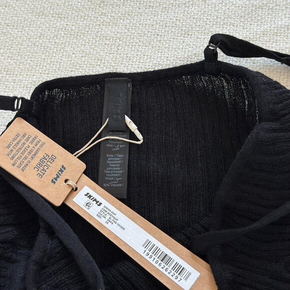 Skims Sheer Knit Cami Bodysuit in Onyx, Size X-Small - Picture 7 of 10